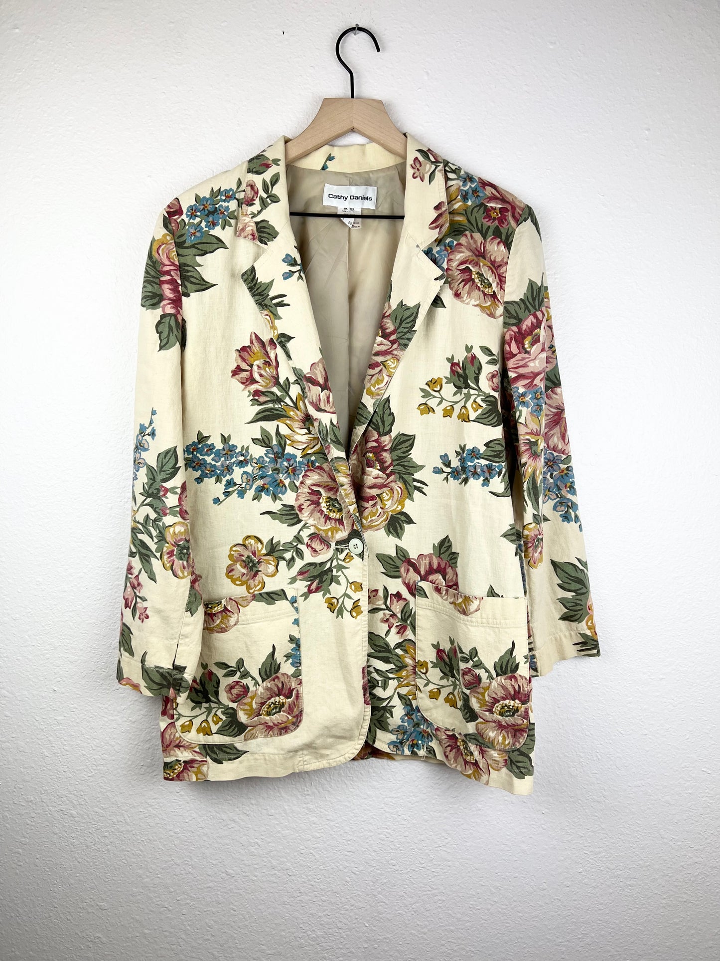 Floral 1-Button Blazer