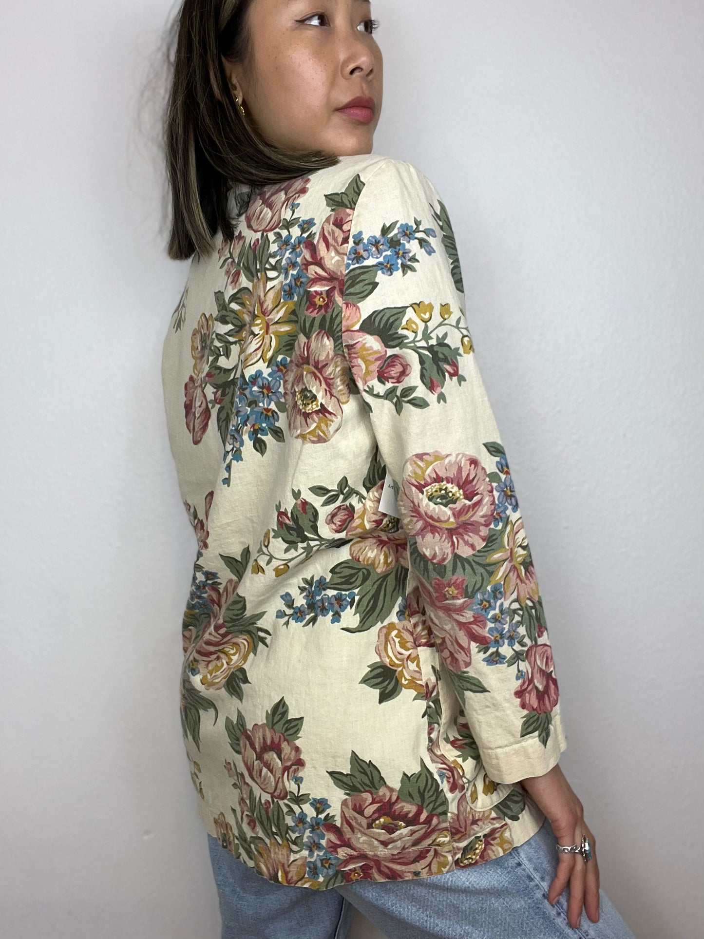 Floral 1-Button Blazer