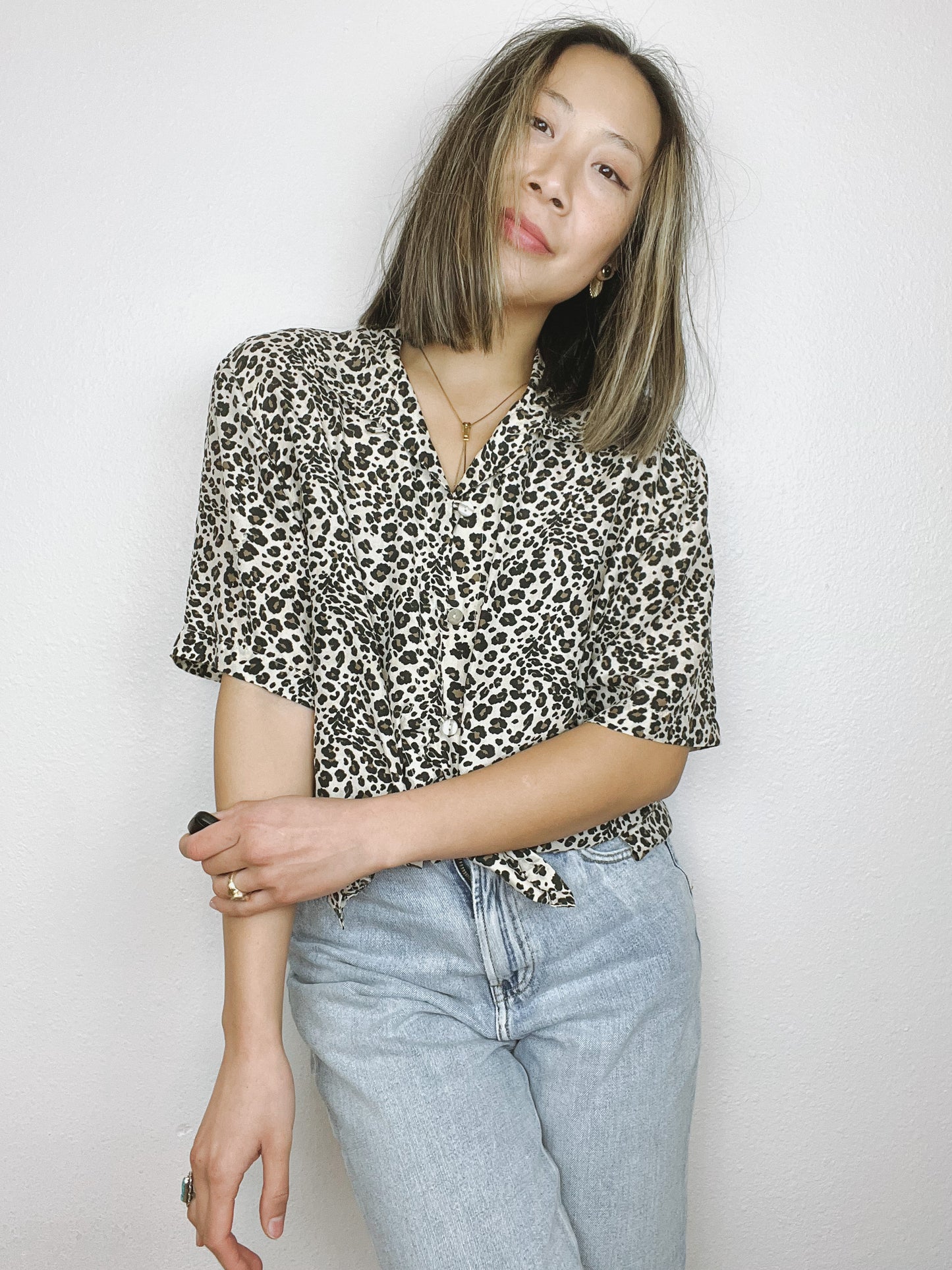 Silk Animal Print Button Up