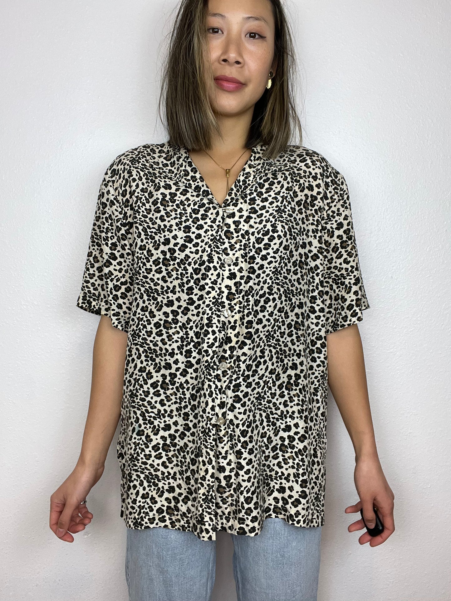 Silk Animal Print Button Up