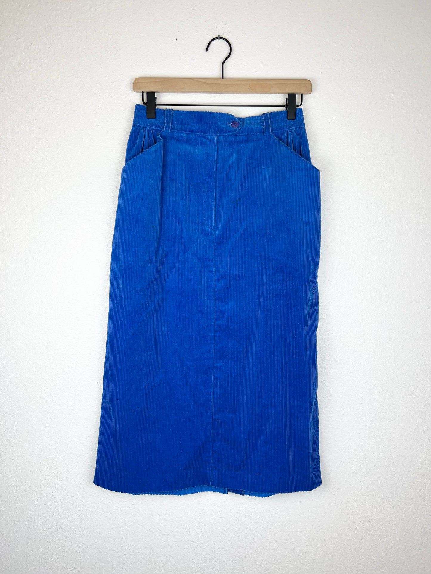 Blue Corduroy Midi Skirt
