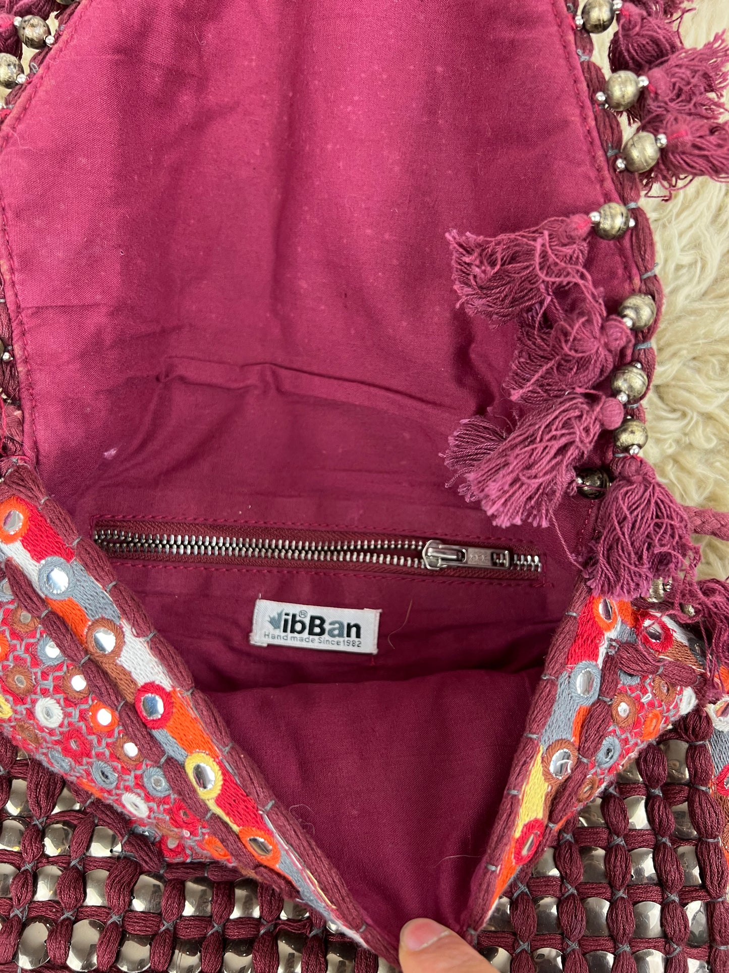 ibBan Handmade Boho Beaded Fringe Crossbody Bag