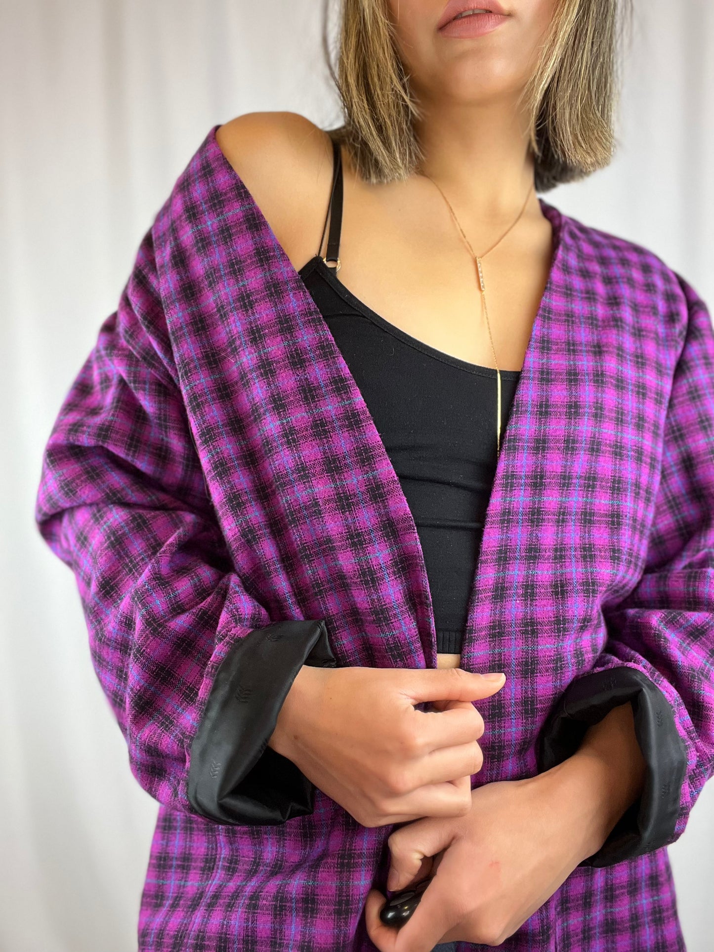 SALE Plaid Open Blazer
