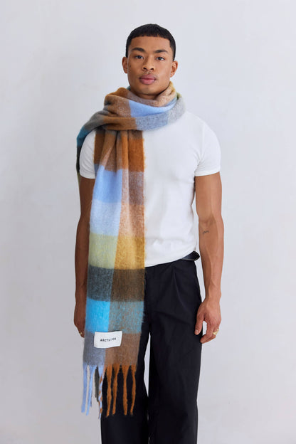 SCARF- BLUE/ORANGE CHECK