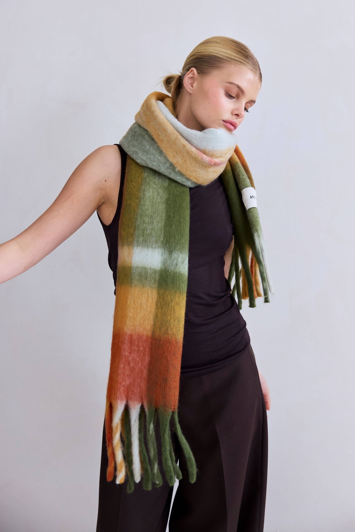 SCARF- MOSSY SPRING CHECK