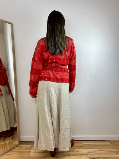 HANDMADE RED KIMONO SWEATER TOP