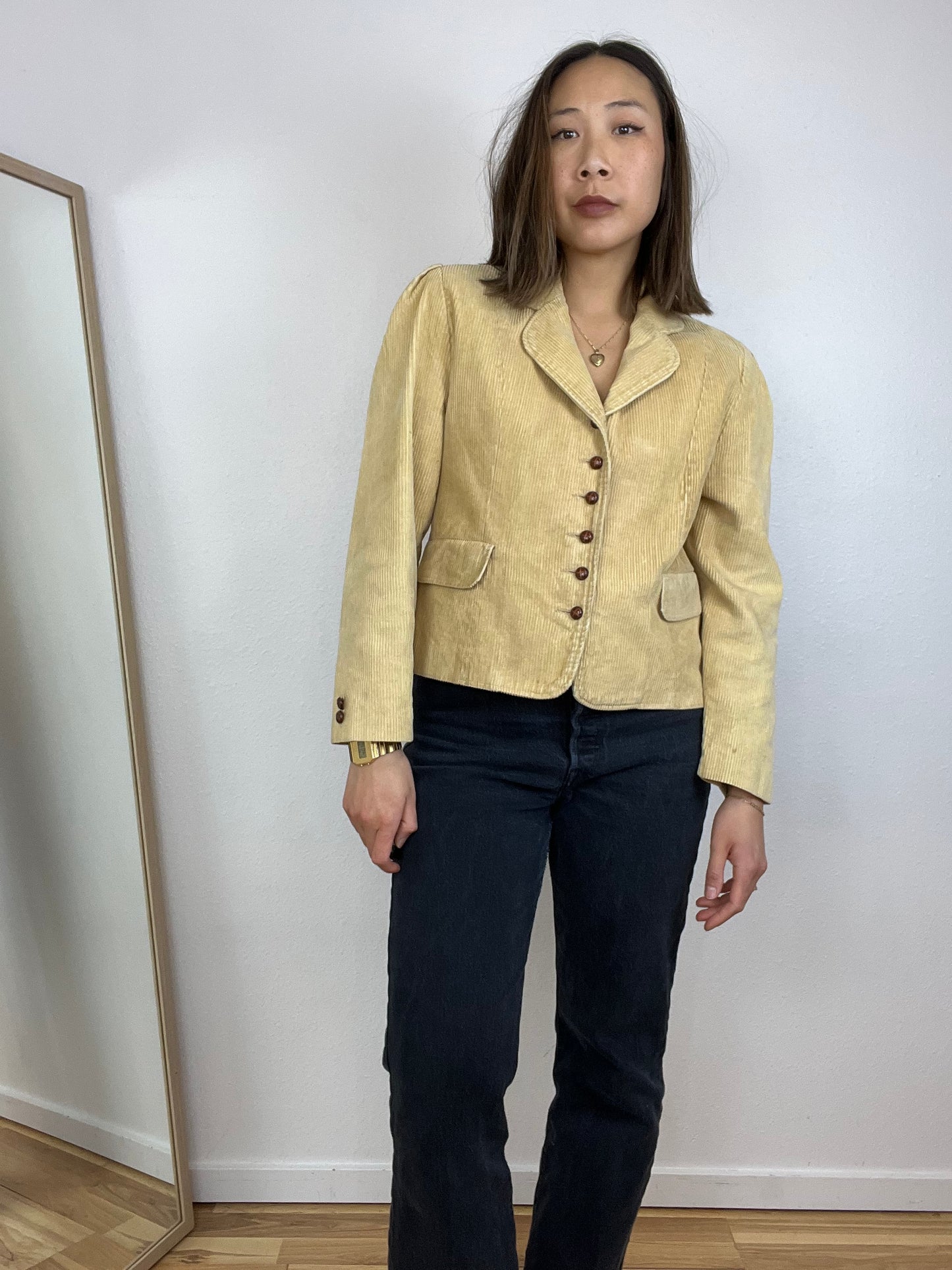 TAN CORDUROY CROPPED BLAZER