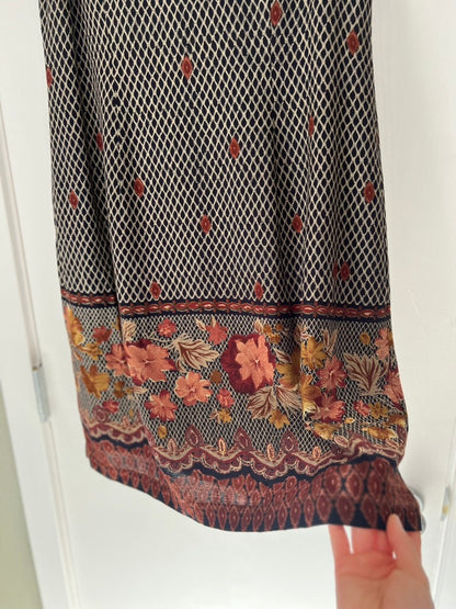 90s PATTERNED FLORAL MIDI DRESS