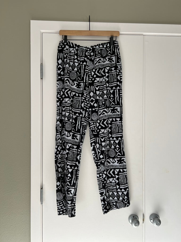 COTTON ABSTRACT PRINT PANTS