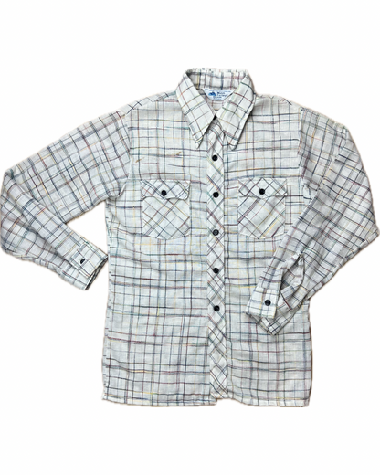 1970/80s JCPENNY RAINBOW PLAID BUTTON UP