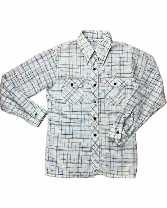 1970/80s JCPENNY RAINBOW PLAID BUTTON UP