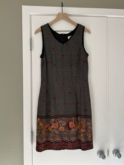 90s PATTERNED FLORAL MIDI DRESS