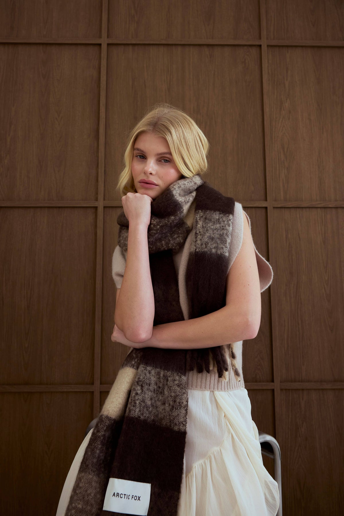 SCARF- BROWN CHECK