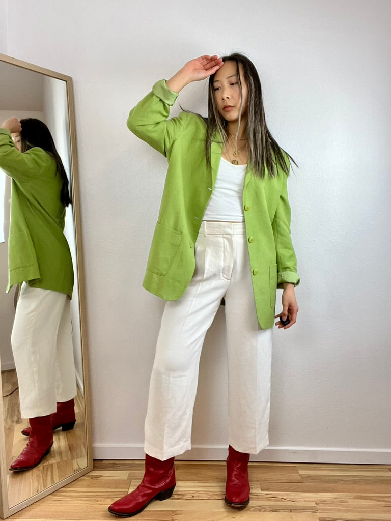 CHARTREUSE LONG LINEN BLAZER