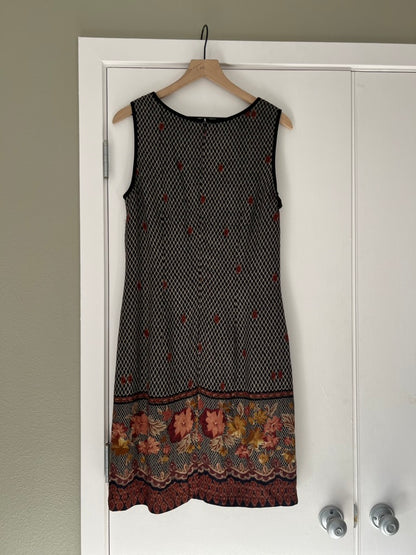 90s PATTERNED FLORAL MIDI DRESS