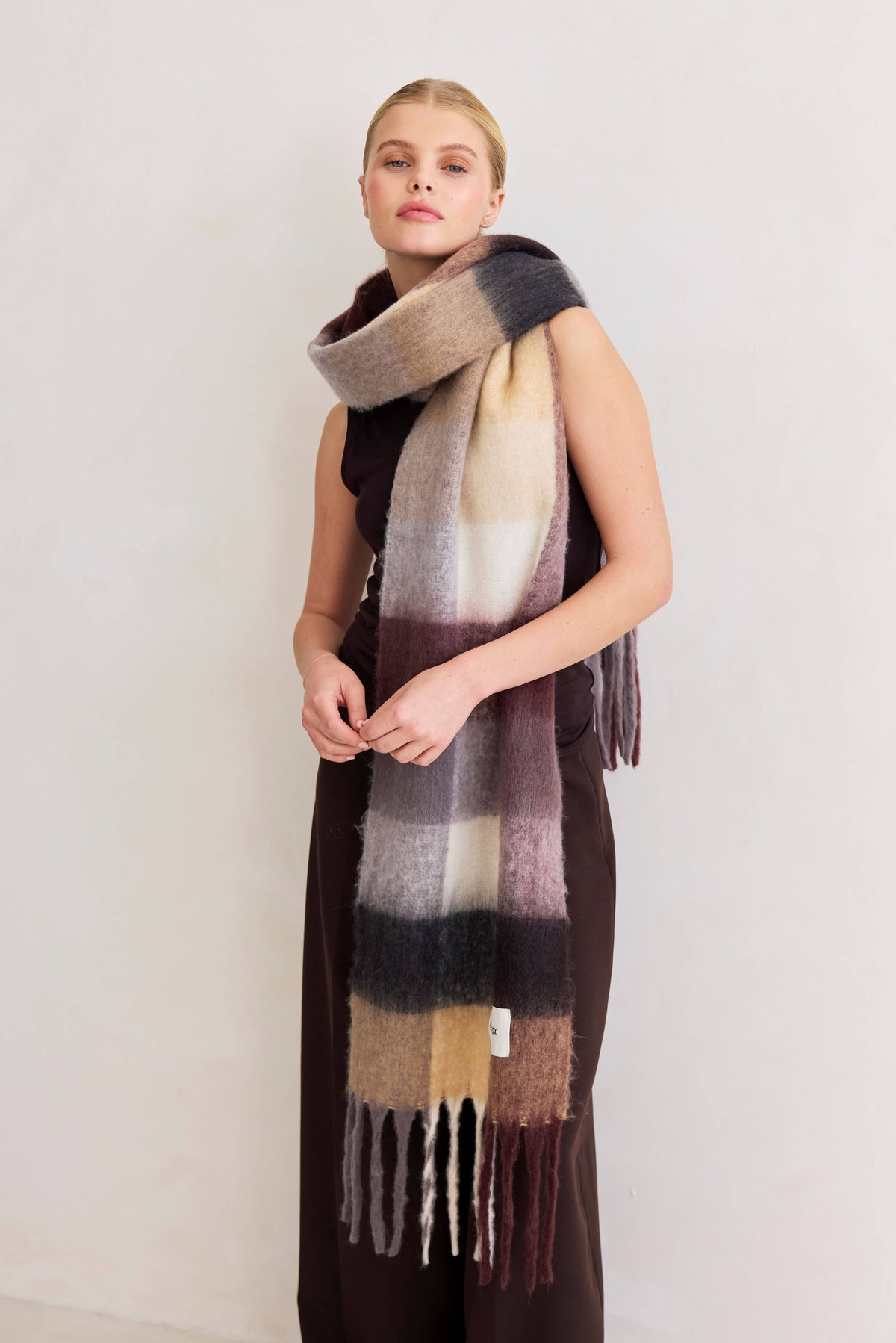 SCARF- DARK BERRY CHECK
