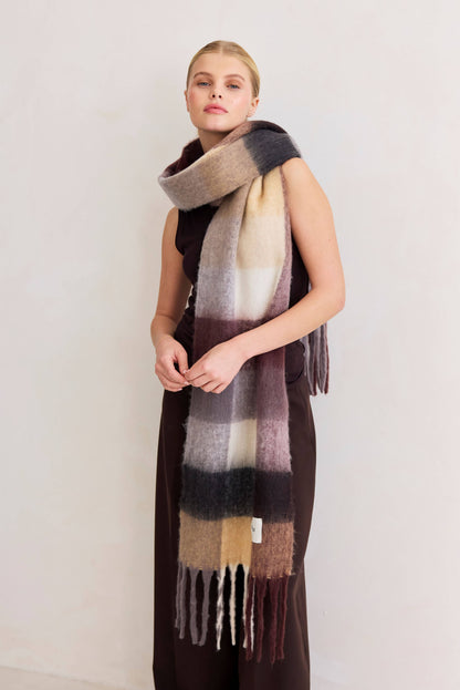 SCARF- DARK BERRY CHECK