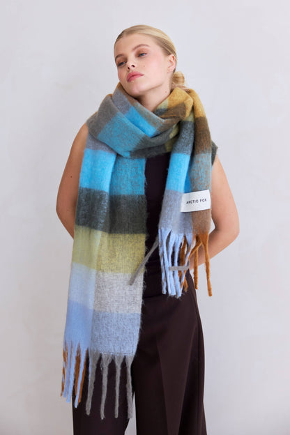 SCARF- BLUE/ORANGE CHECK