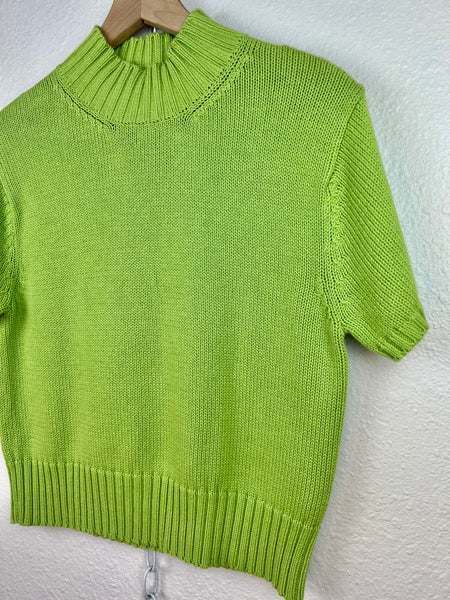 CHARTREUSE MOCK NECK SWEATER TOP