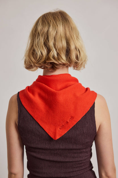 MERINO WOOL TRIANGLE SCARF- LAVA RED