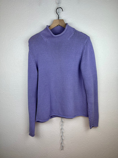PERIWINKLE MOCK NECK KNIT SWEATER