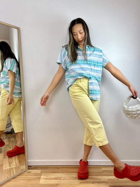 LIZSPORT STRIPED BUTTON DOWN