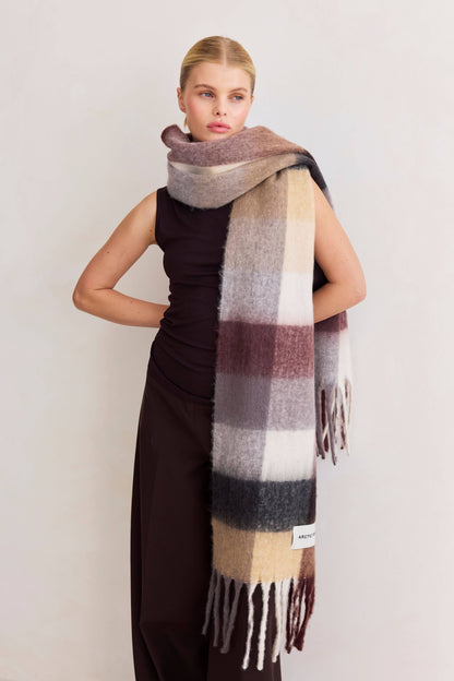 SCARF- DARK BERRY CHECK
