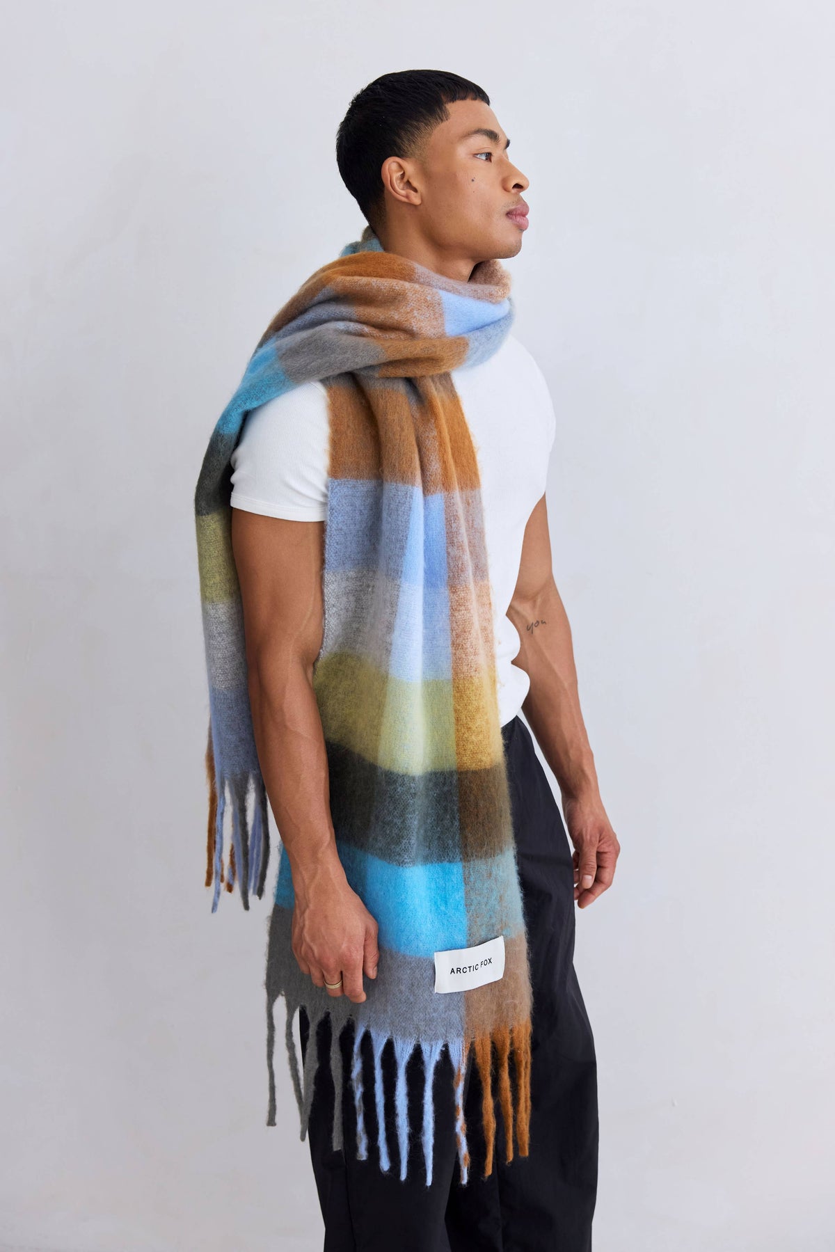 SCARF- BLUE/ORANGE CHECK