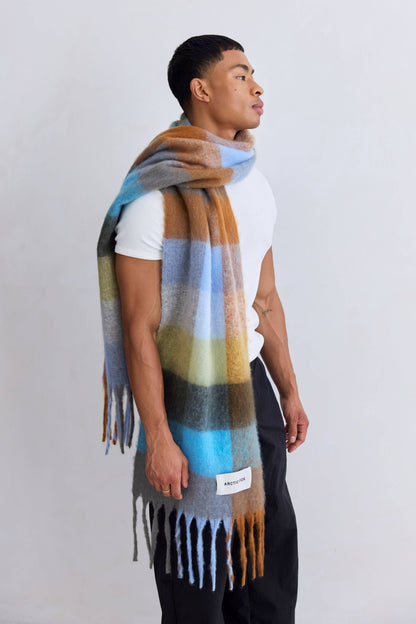 SCARF- BLUE/ORANGE CHECK