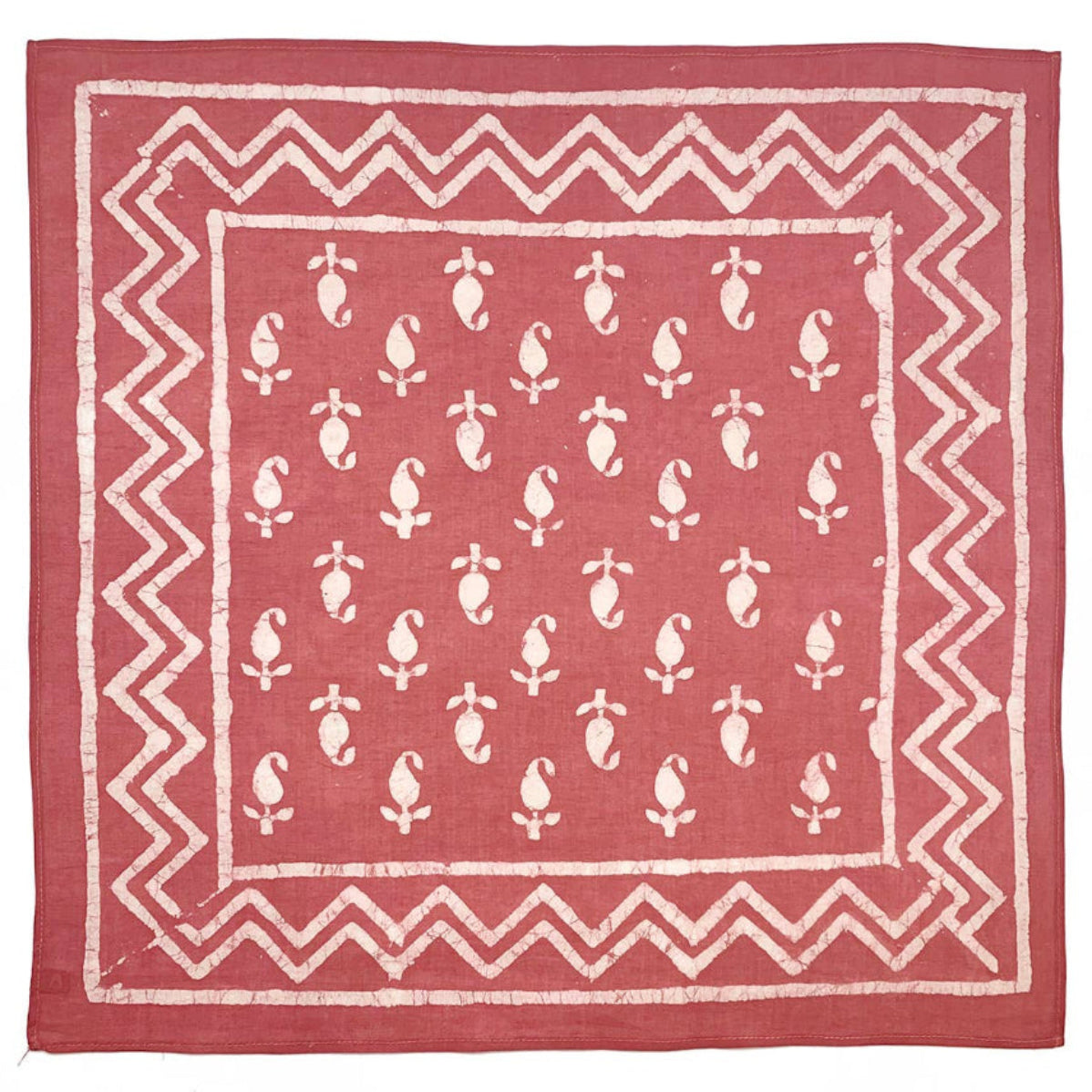 BLOCK PRINT BANDANA- LIGHT RED
