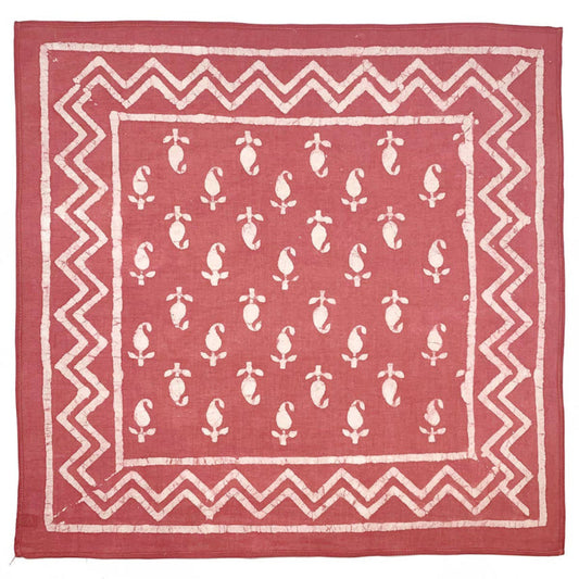 BLOCK PRINT BANDANA- LIGHT RED