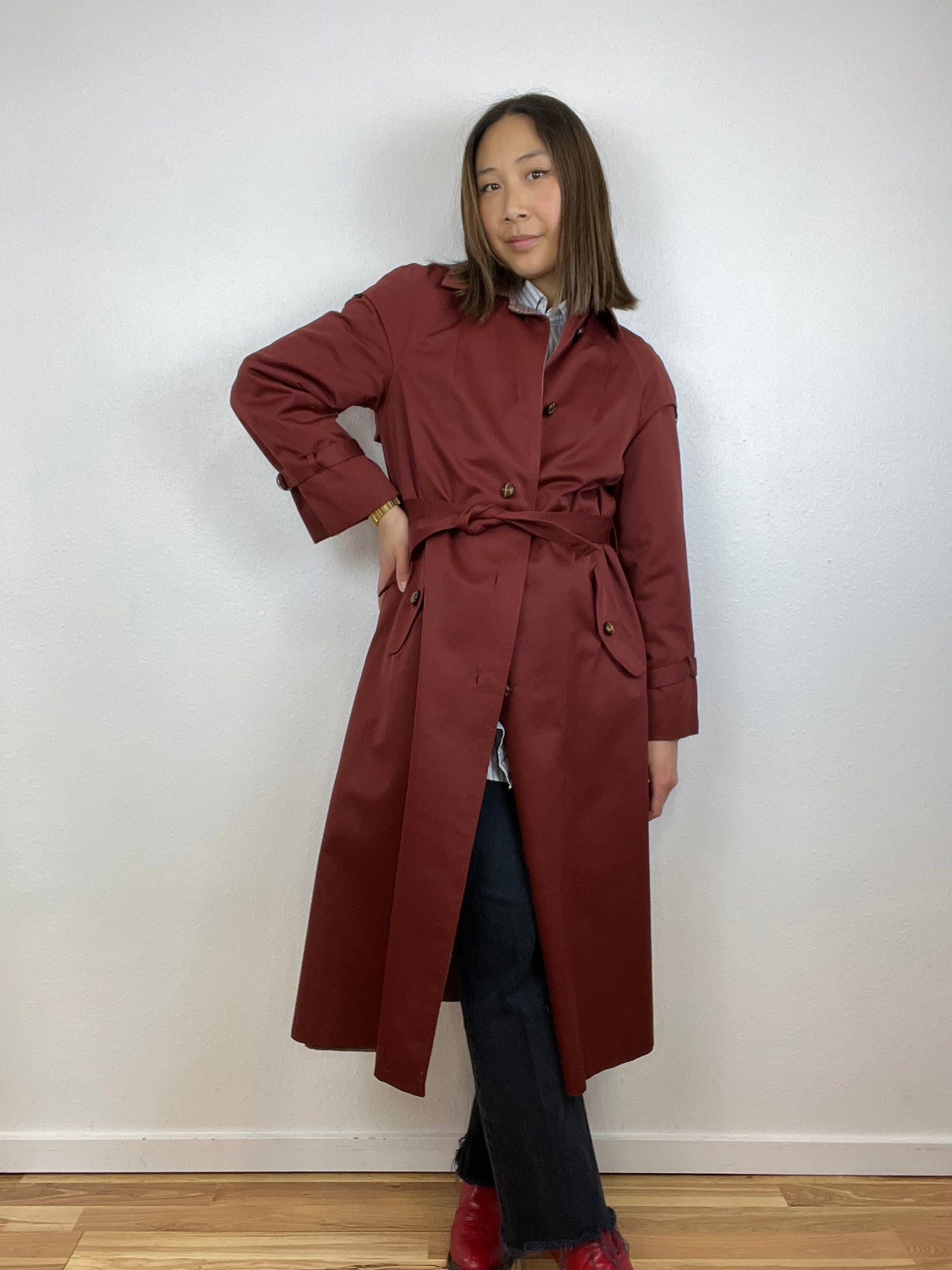 WINE RED TRENCH COAT