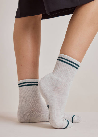 STRIPED SOCK- GREY MELANGE