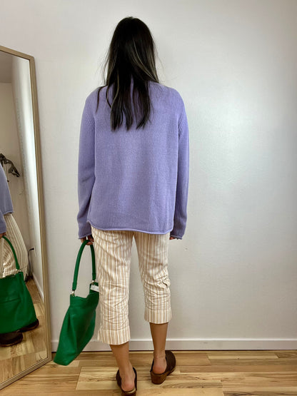 PERIWINKLE MOCK NECK KNIT SWEATER