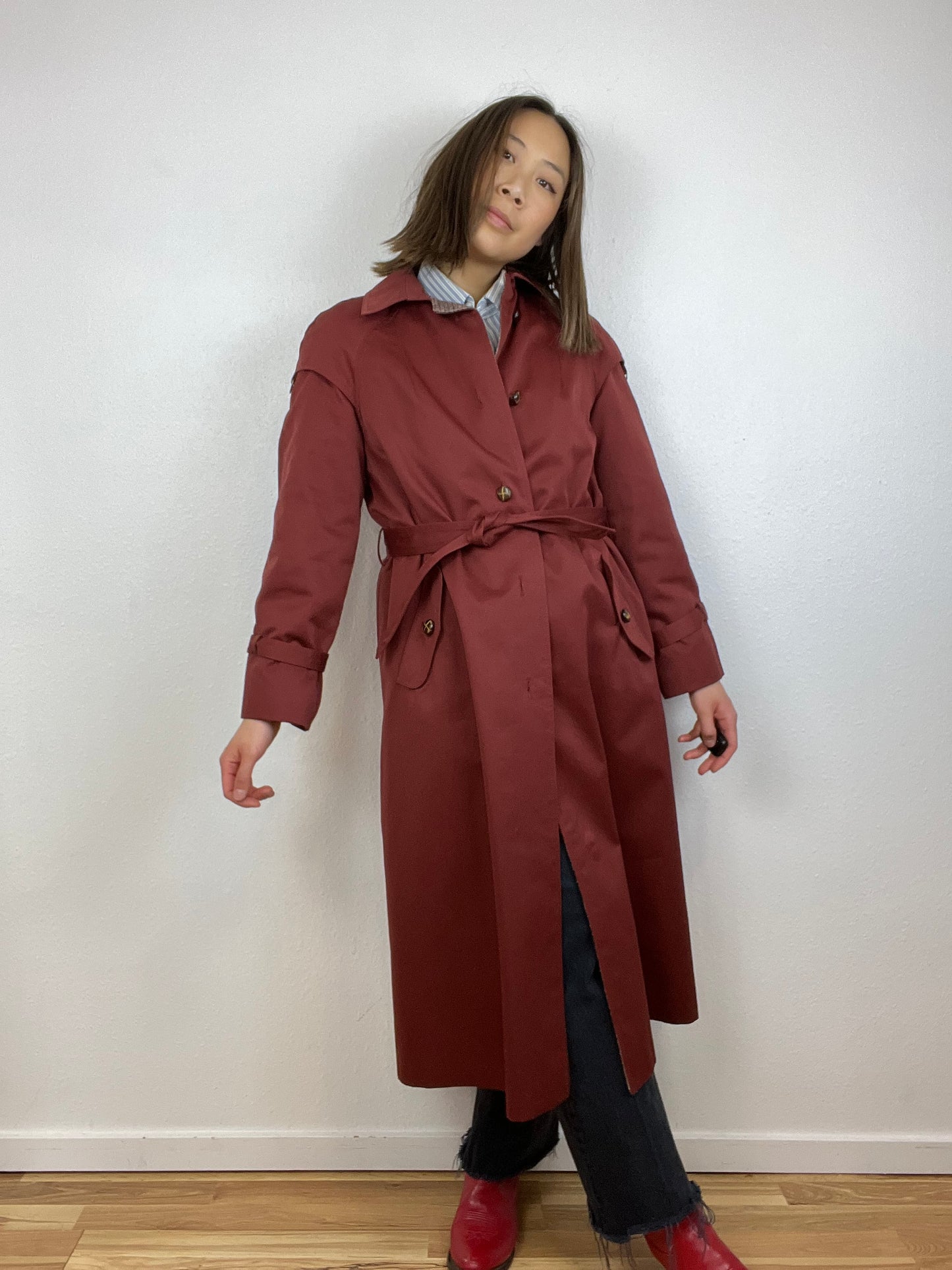 WINE RED TRENCH COAT