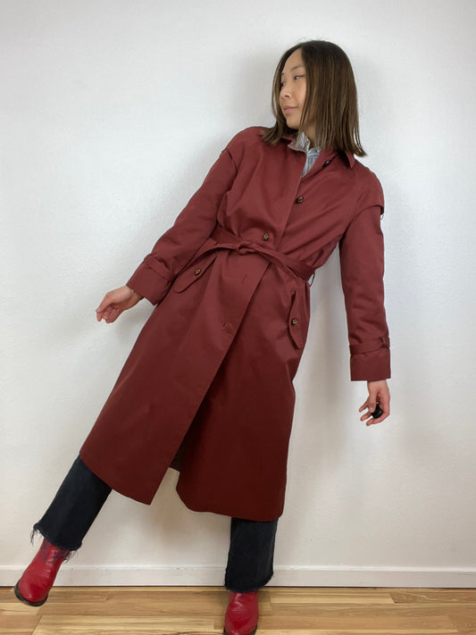 WINE RED TRENCH COAT