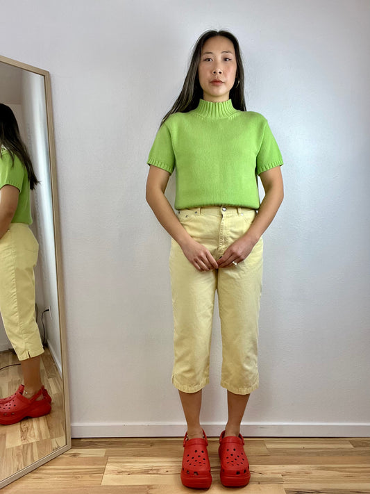 CHARTREUSE MOCK NECK SWEATER TOP