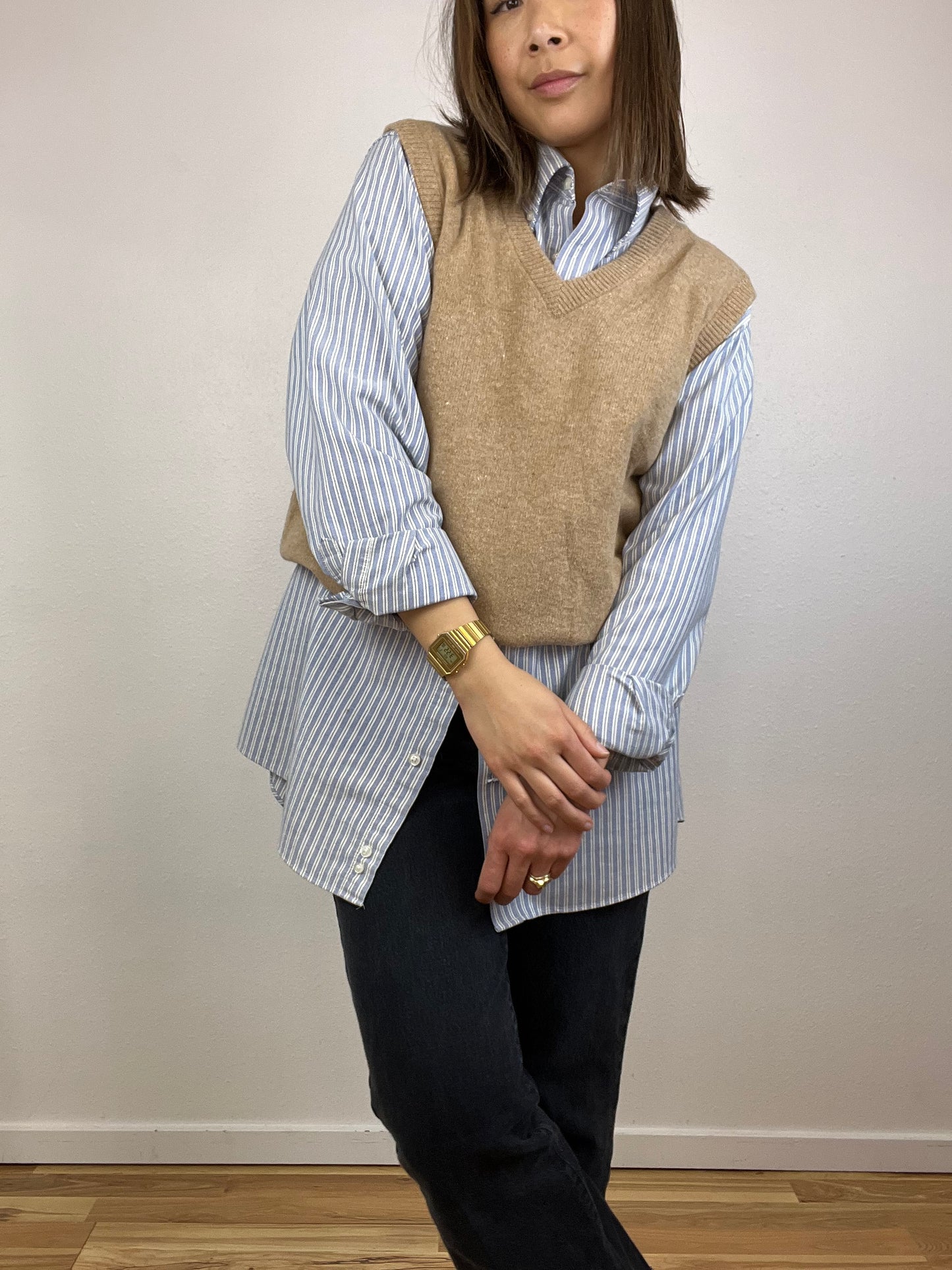 CLUB ROOM TAN WOOL SWEATER VEST