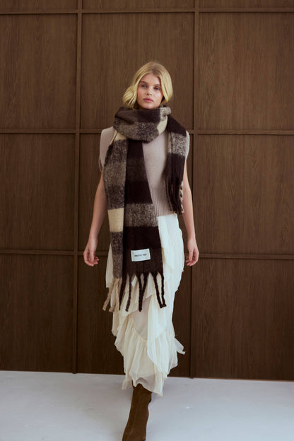 SCARF- BROWN CHECK