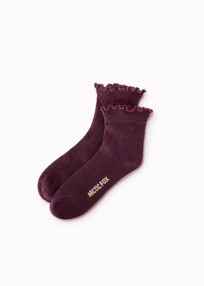 RUFFLE SOCK- CHERRY