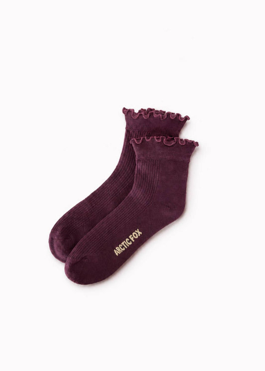 RUFFLE SOCK- CHERRY