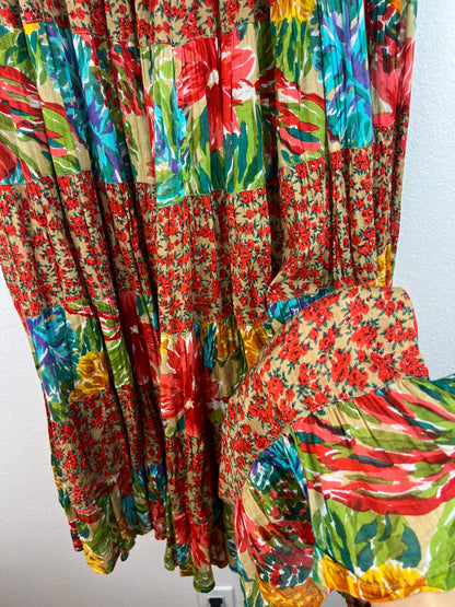 COLORFUL FLORAL MAXI SKIRT
