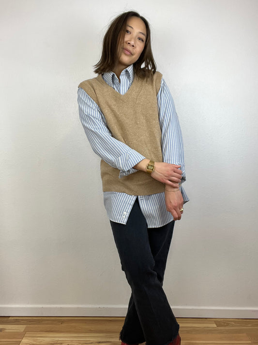 CLUB ROOM TAN WOOL SWEATER VEST