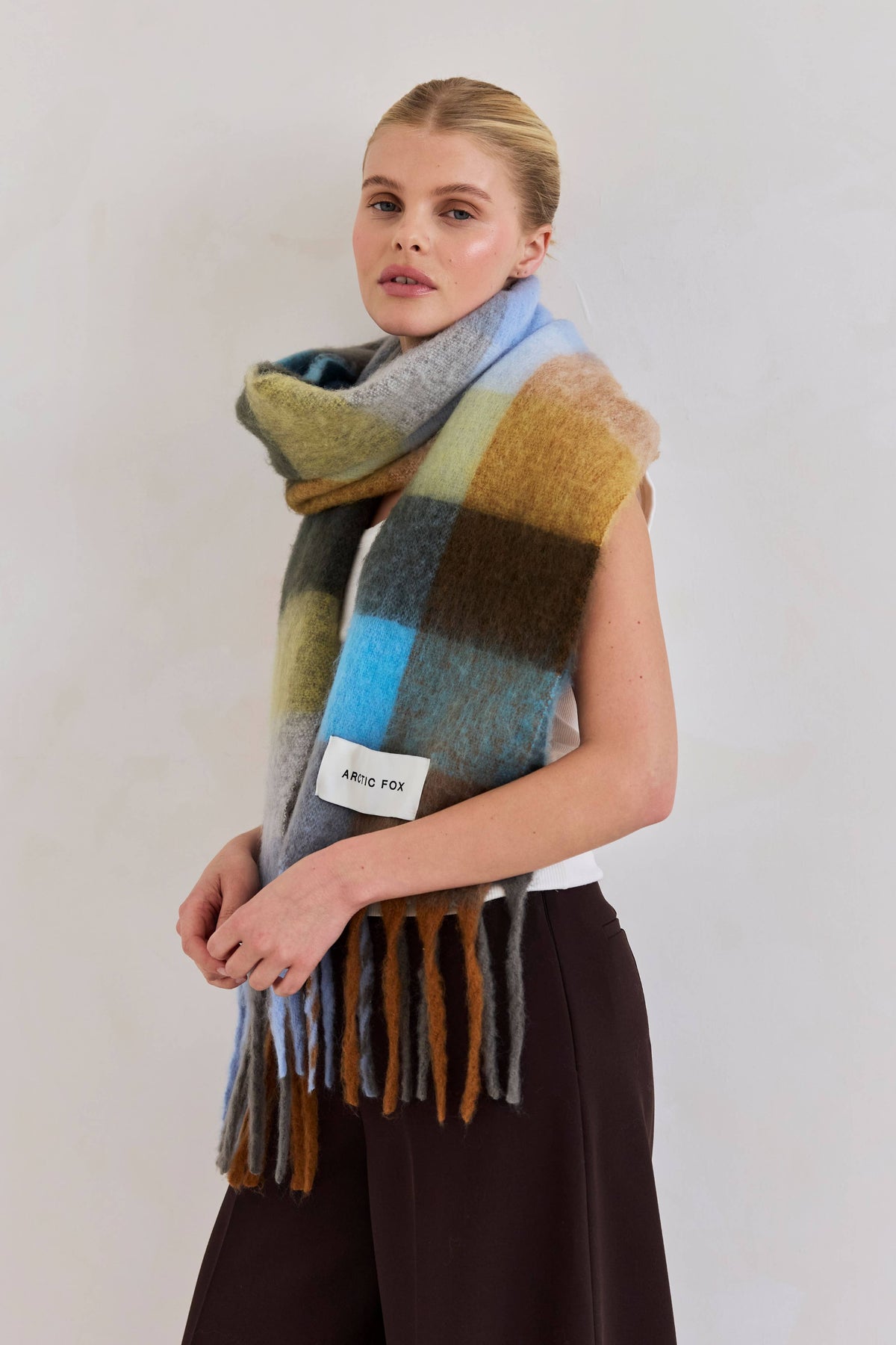 SCARF- BLUE/ORANGE CHECK