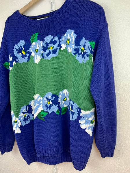 LILAC FLORAL KNIT SWEATER