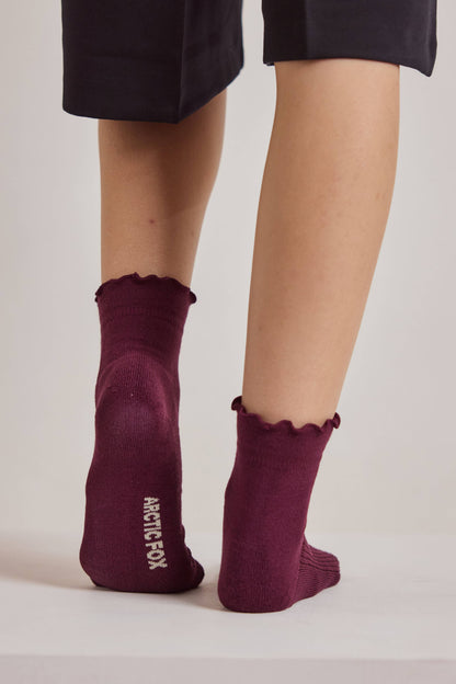 RUFFLE SOCK- CHERRY