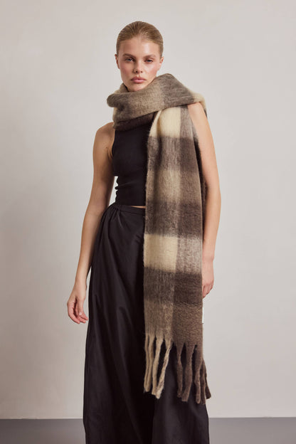 SCARF- BROWN CHECK