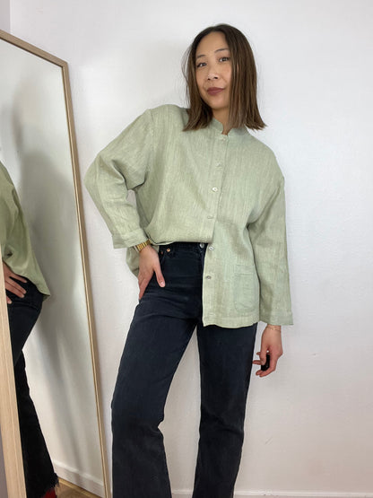 SAGE GREEN LINEN TOP