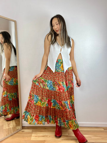 COLORFUL FLORAL MAXI SKIRT