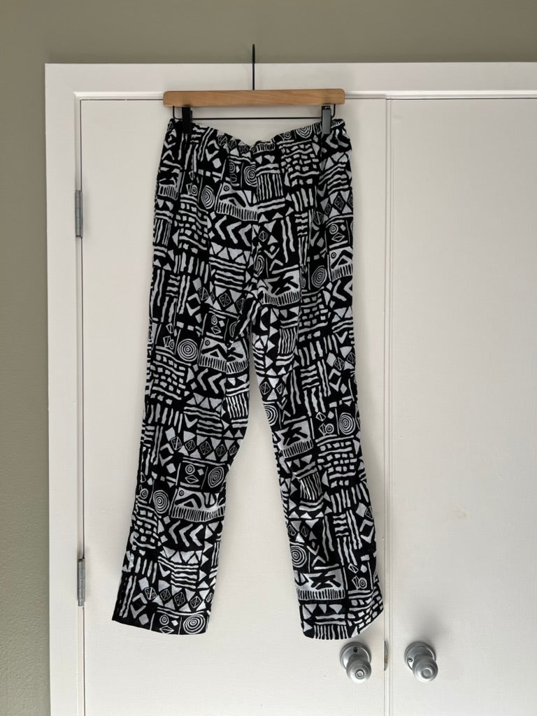 COTTON ABSTRACT PRINT PANTS